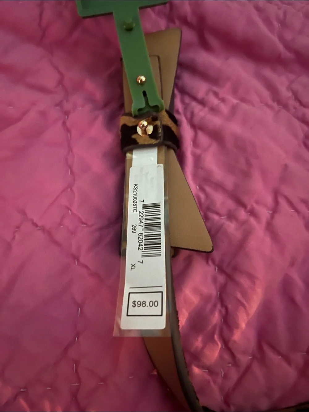 kate spade Leopard Print Bow Skinny Belt - Black/Brown New Size XL